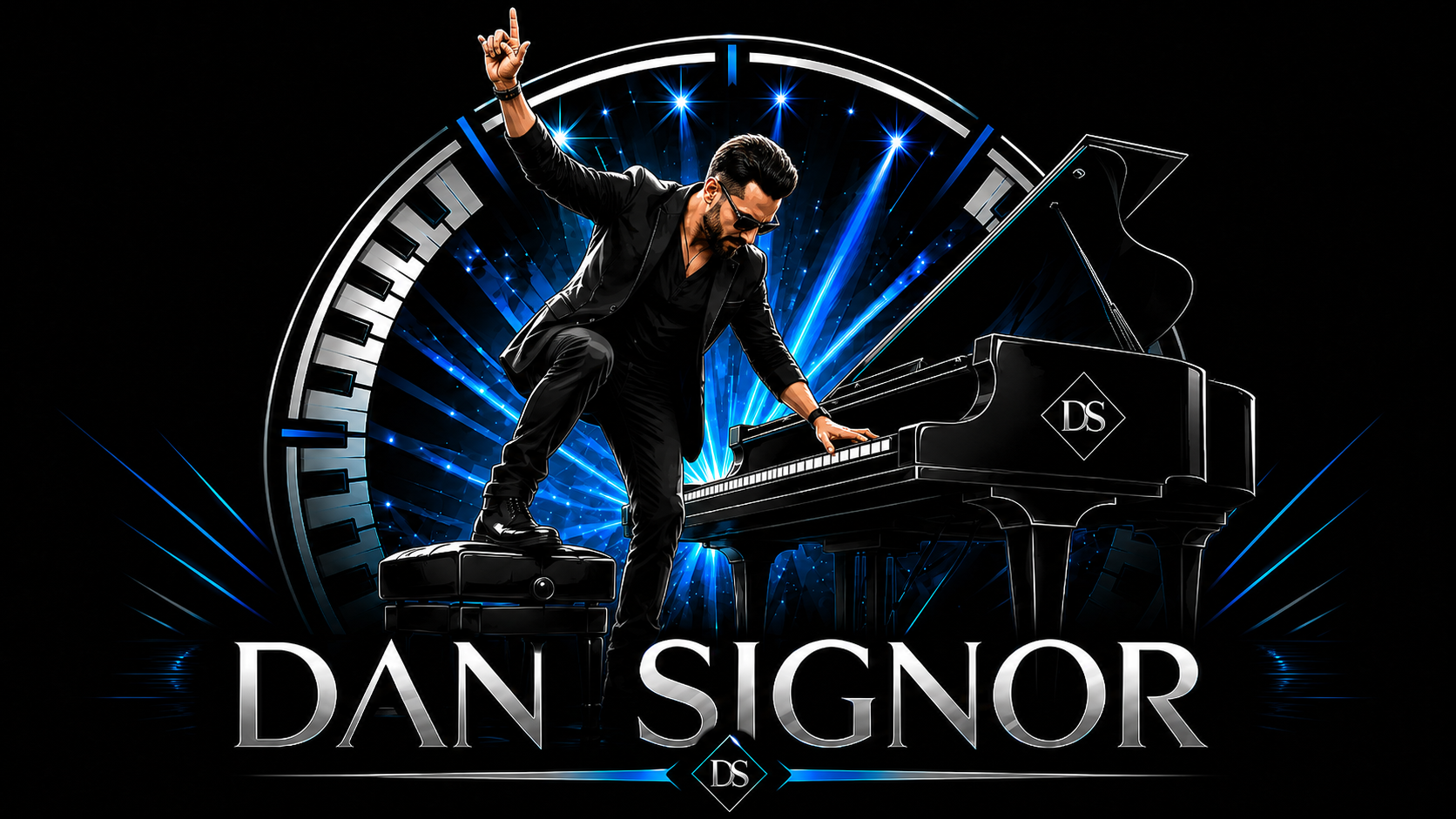 Dan Signor performing live at the grand piano — Asheville rock and soul entertainer